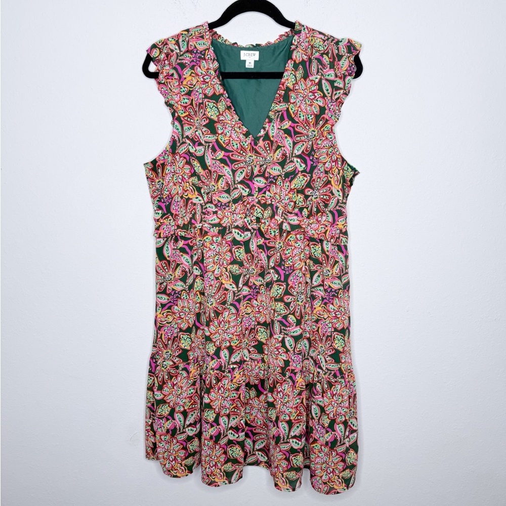 J.Crew Factory V-Neck Ruffle Floral Dress Size 16